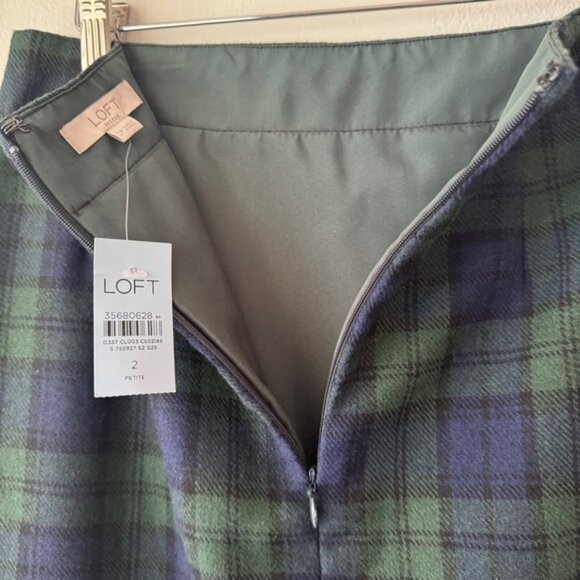 LOFT Green and Blue Plaid Mini A-Line Skirt NWT Size 2 - Picture 3 of 11